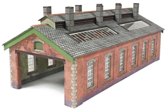 N Brick Double Track Engine Shed kit