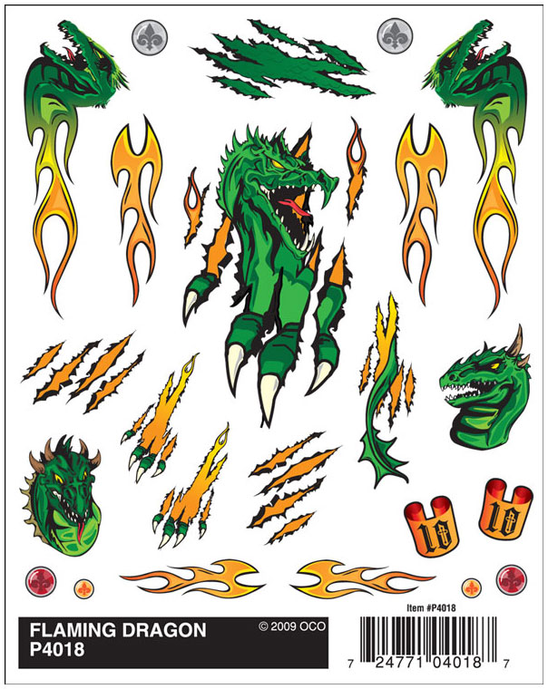 Flaming Dragon Dry transfer decals
